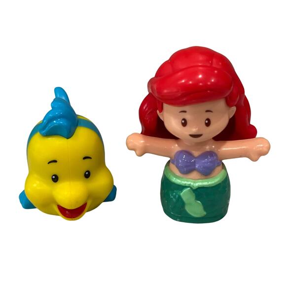 Fisher Price Little People Little Mermaid Princess Ariel Flounder Action Figures - Picture 1 of 6